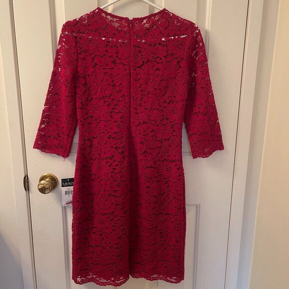 NEW Lauren Ralph Lauren Red Dress - Size 0 - Picture 6 of 6